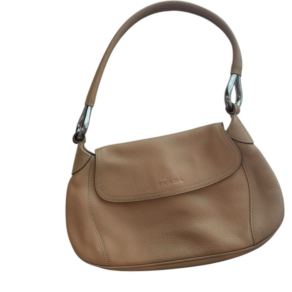 Prada Tan Minimalist Leather Shoulder Bag - Picture 1 of 11